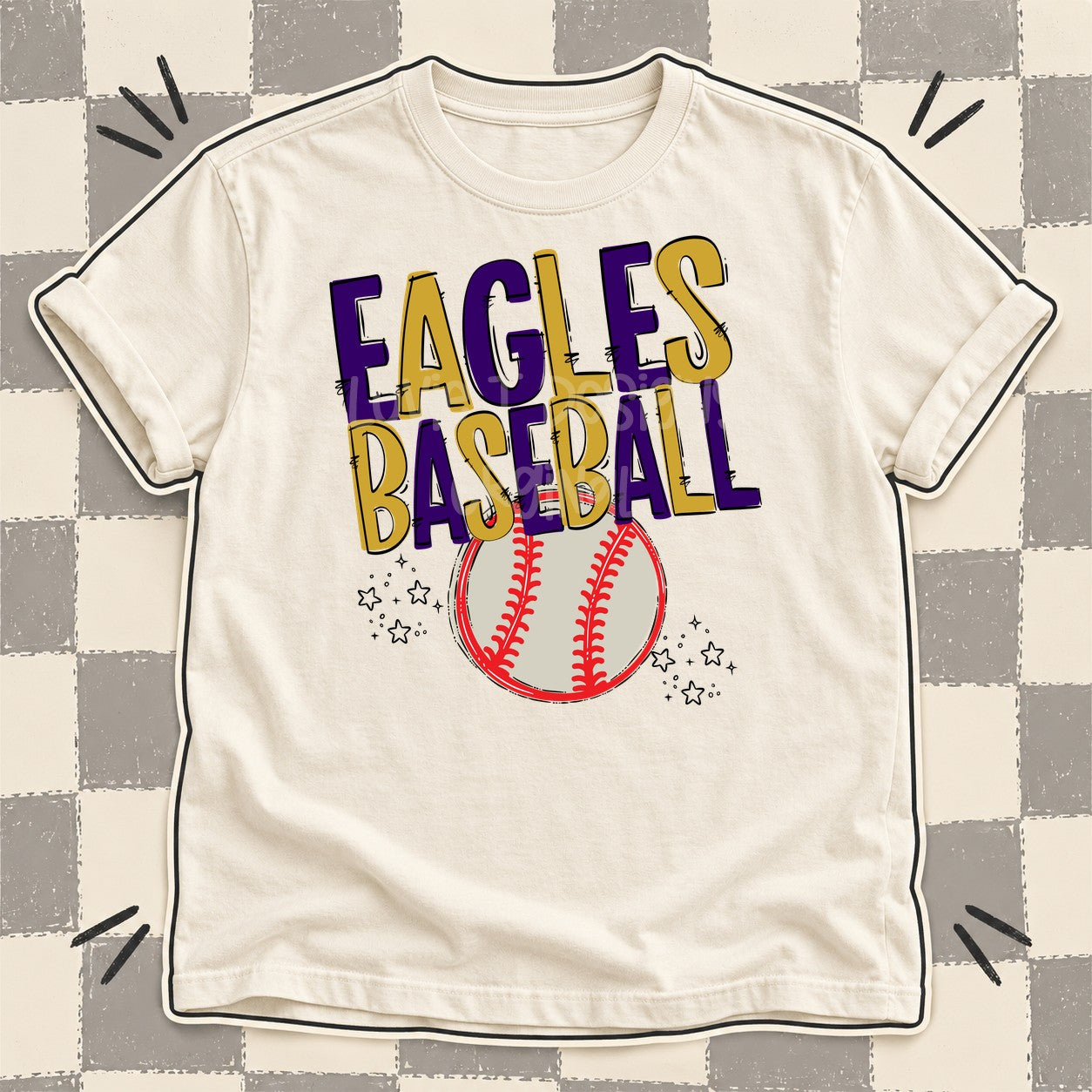 Team Go Baseball Mascots Eagles Purple Vegas Gold design