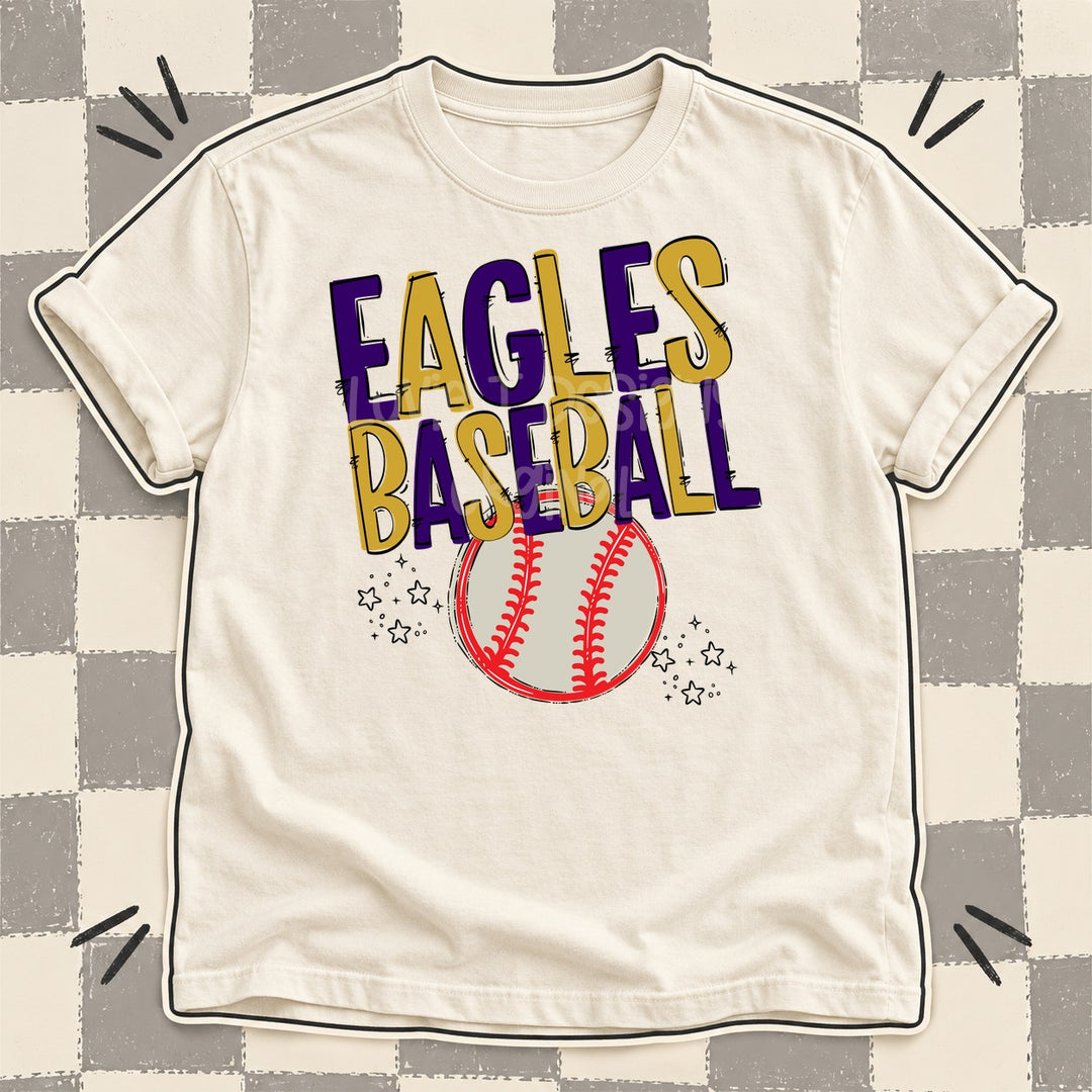 Eagles Purple Vegas Gold Team Go Baseball Mascots DTF transfer mockup