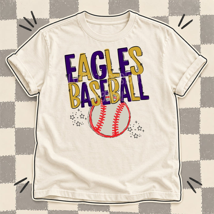 Eagles Purple Vegas Gold Team Go Baseball Mascots DTF transfer mockup