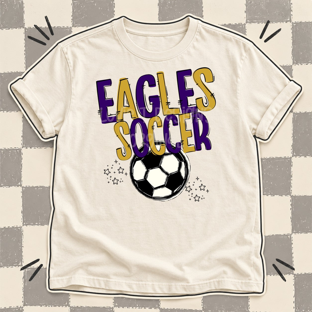Team Go Soccer Mascots Eagles Purple Vegas Gold design