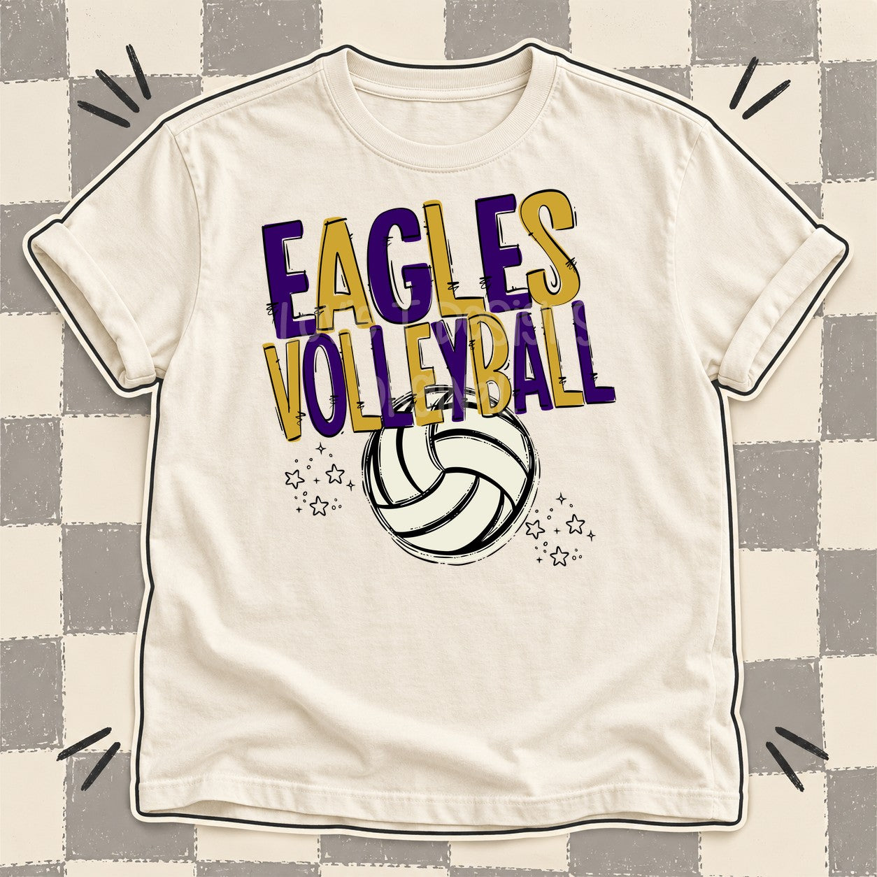 Team Go Volleyball Mascots Eagles Purple Vegas Gold design