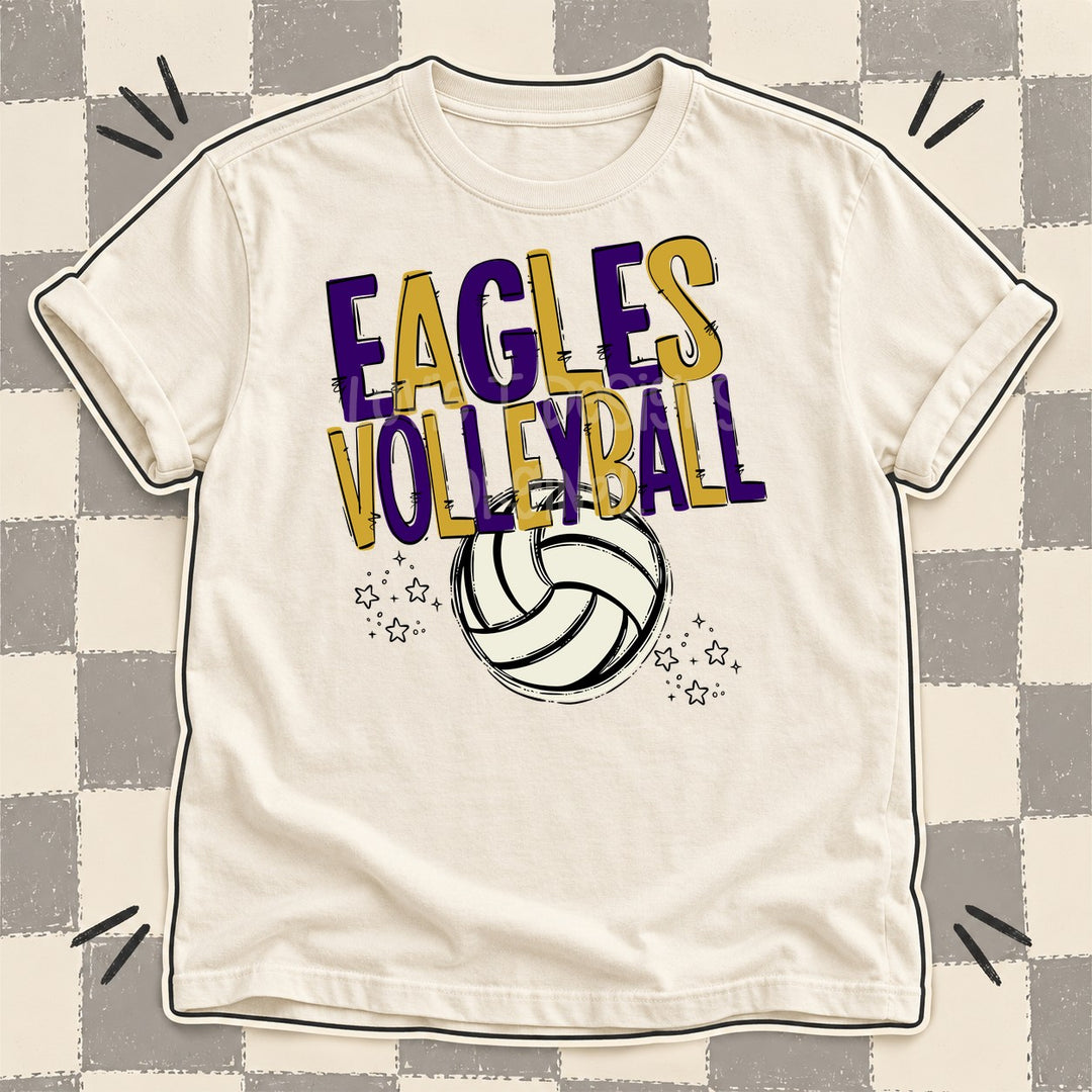 Eagles Purple Vegas Gold Team Go Volleyball Mascots DTF transfer mockup