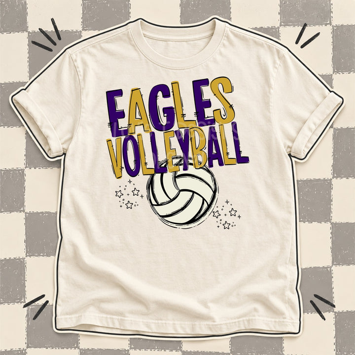 Eagles Purple Vegas Gold Team Go Volleyball Mascots DTF transfer mockup