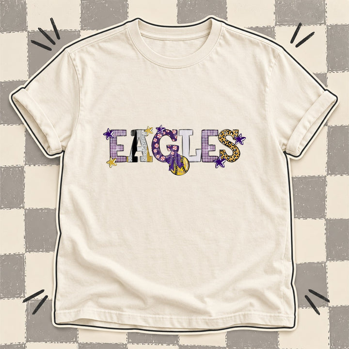 Eagles Purple Vegas Gold White Mixed Doodle Softball Mascots – Mascot Colors DTF transfer mockup