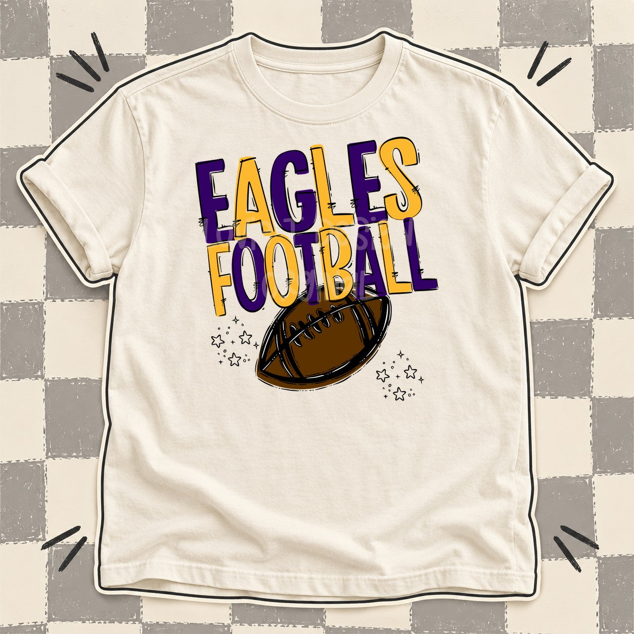 Team Go Football Mascots Eagles Purple Yellow Gold design