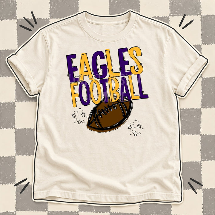 Eagles Purple Yellow Gold Team Go Football Mascots DTF transfer mockup