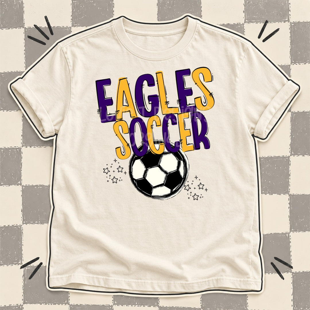 Eagles Purple Yellow Gold Team Go Soccer Mascots DTF transfer mockup