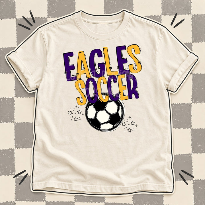Eagles Purple Yellow Gold Team Go Soccer Mascots DTF transfer mockup