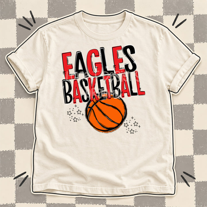 Eagles Red Black Team Go Basketball Mascots DTF transfer