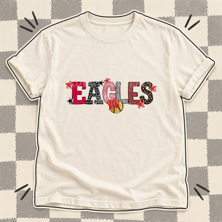 Eagles Red Black Mixed Doodle Softball Mascots – Mascot Colors DTF transfer mockup