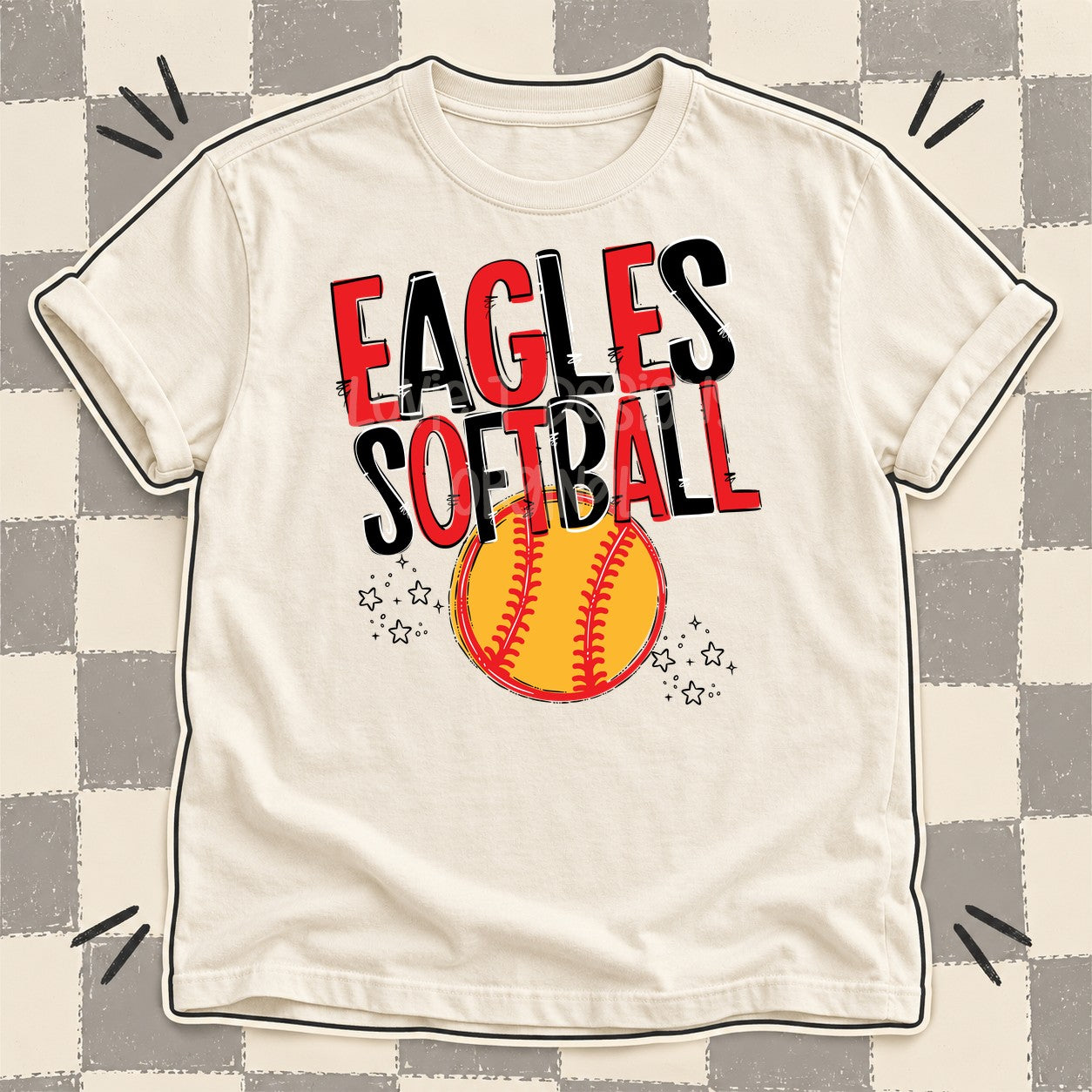 Team Go Softball Mascots Eagles Red Black design
