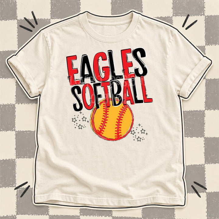 Eagles Red Black Team Go Softball Mascots DTF transfer mockup