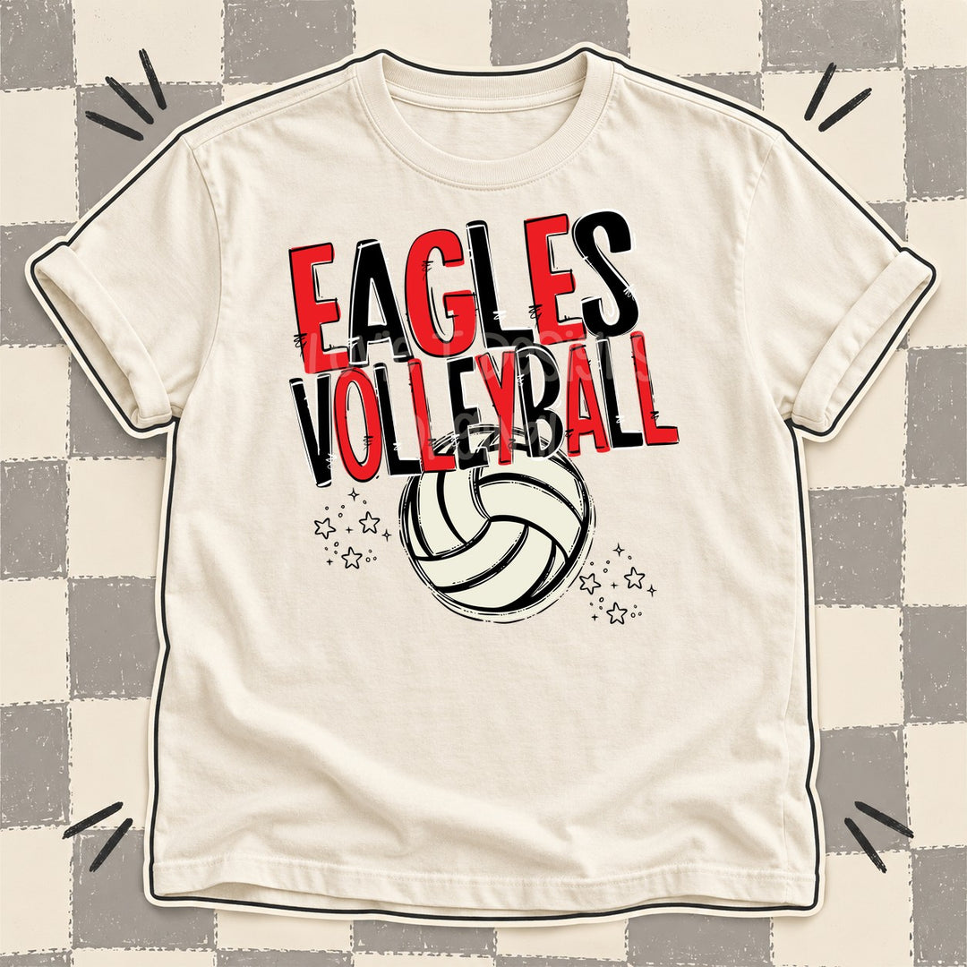 Eagles Red Black Team Go Volleyball Mascots DTF transfer mockup