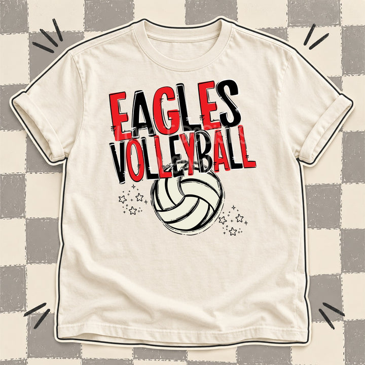 Eagles Red Black Team Go Volleyball Mascots DTF transfer mockup