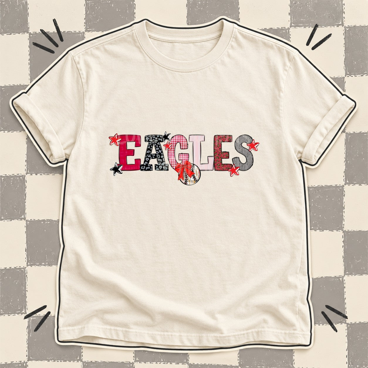 Mixed Doodle Baseball Mascots – Mascot Colors Eagles Red Black White Gray design