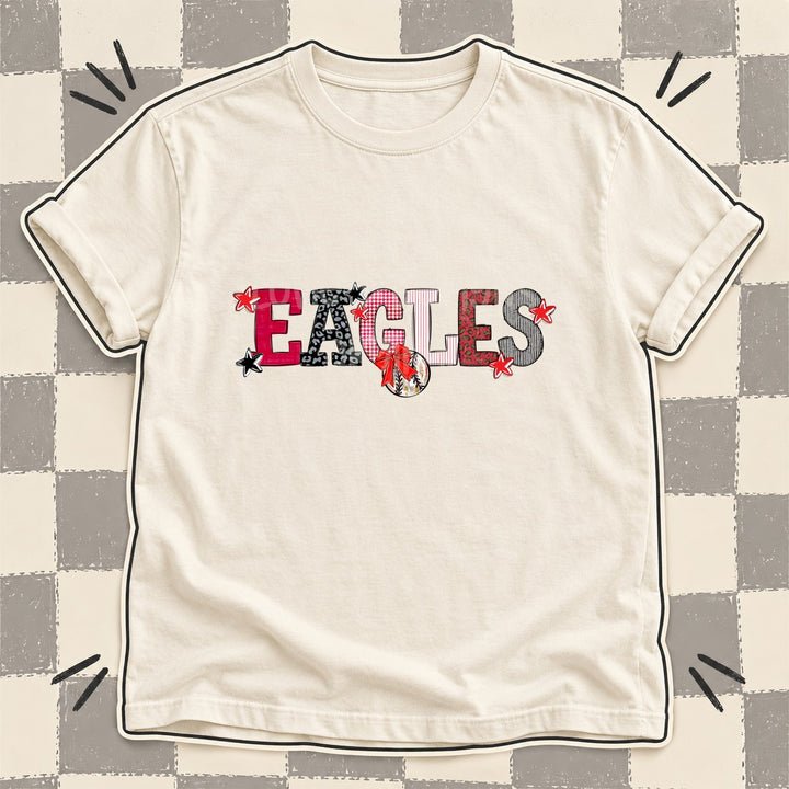 Eagles Red Black White Gray Mixed Doodle Baseball Mascots – Mascot Colors DTF transfer mockup