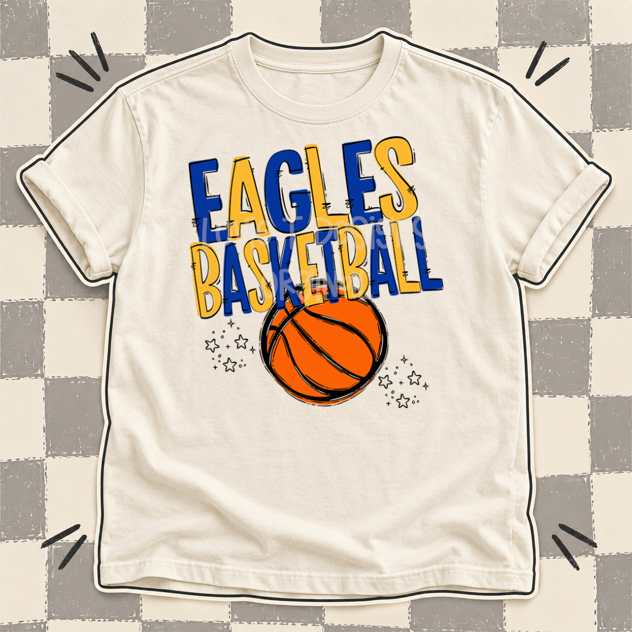 Team Go Basketball Mascots Eagles Royal Blue Yellow Gold design