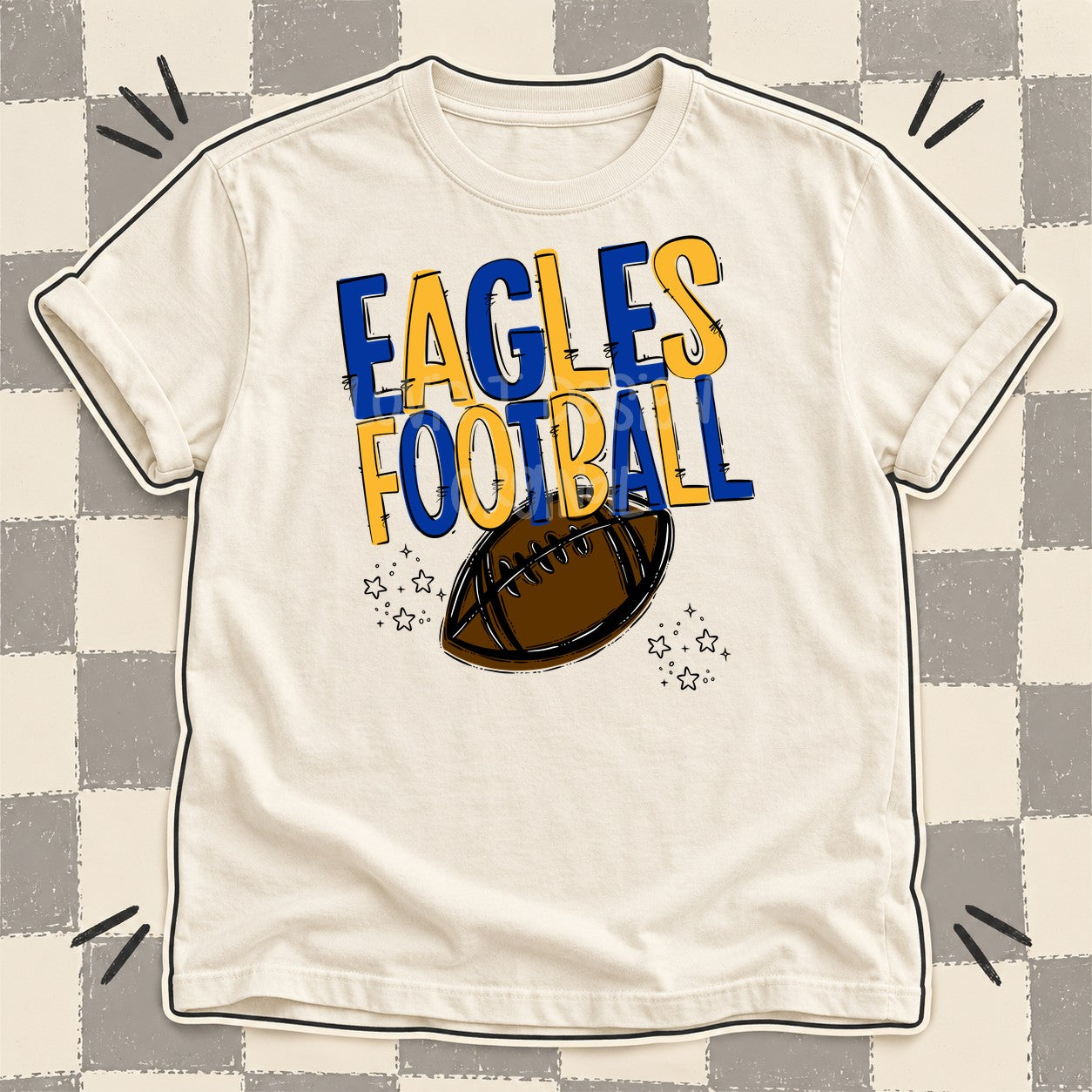 Team Go Football Mascots Eagles Royal Blue Yellow Gold design