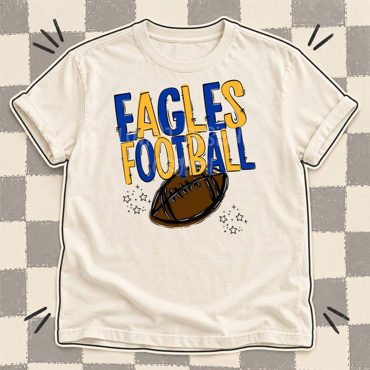Eagles Royal Blue Yellow Gold Team Go Football Mascots DTF transfer mockup