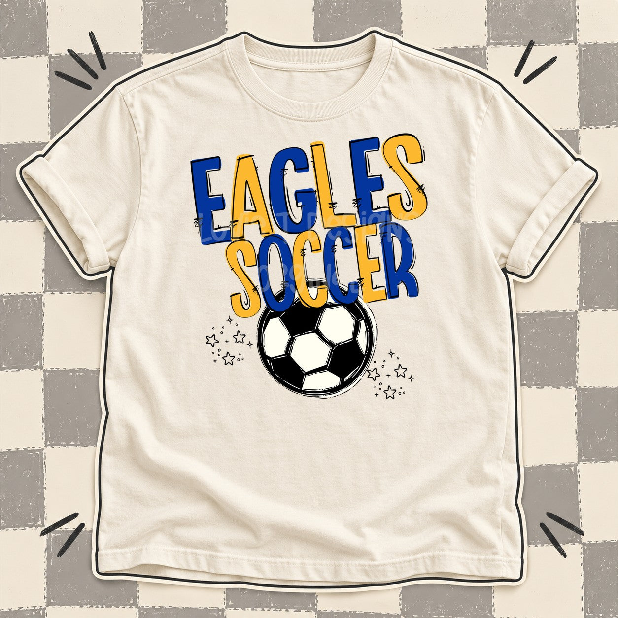 Team Go Soccer Mascots Eagles Royal Blue Yellow Gold design