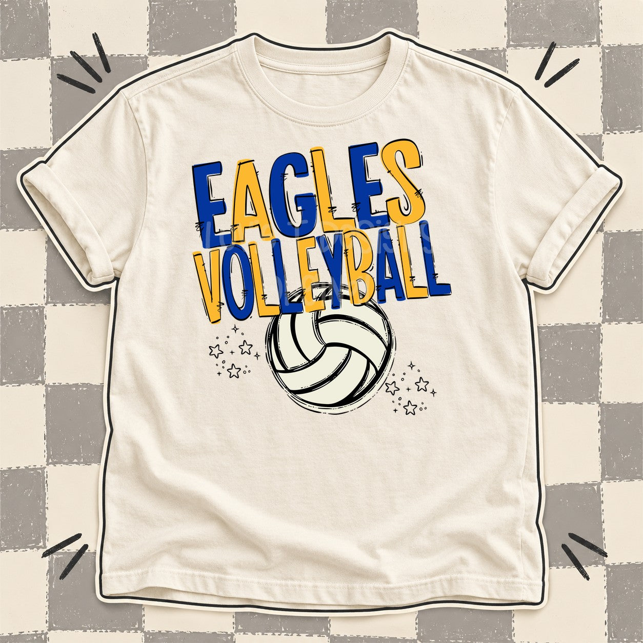 Team Go Volleyball Mascots Eagles Royal Blue Yellow Gold design