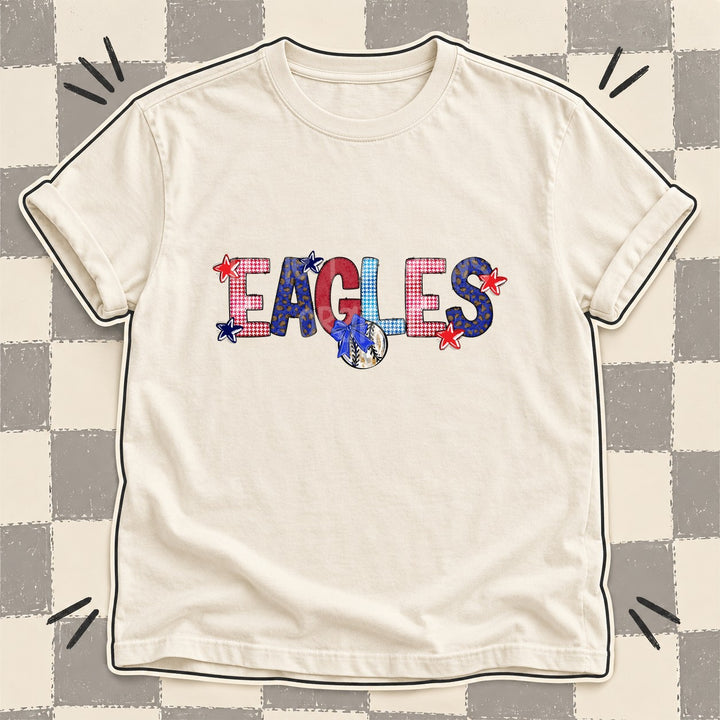 Eagles Mixed Doodle Baseball Mascots – Red and Royal DTF transfer mockup