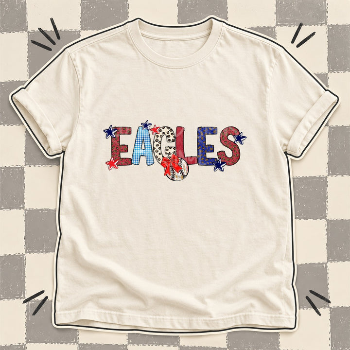 Eagles Mixed Doodle Baseball Mascots – Leopard Red Navy DTF transfer mockup