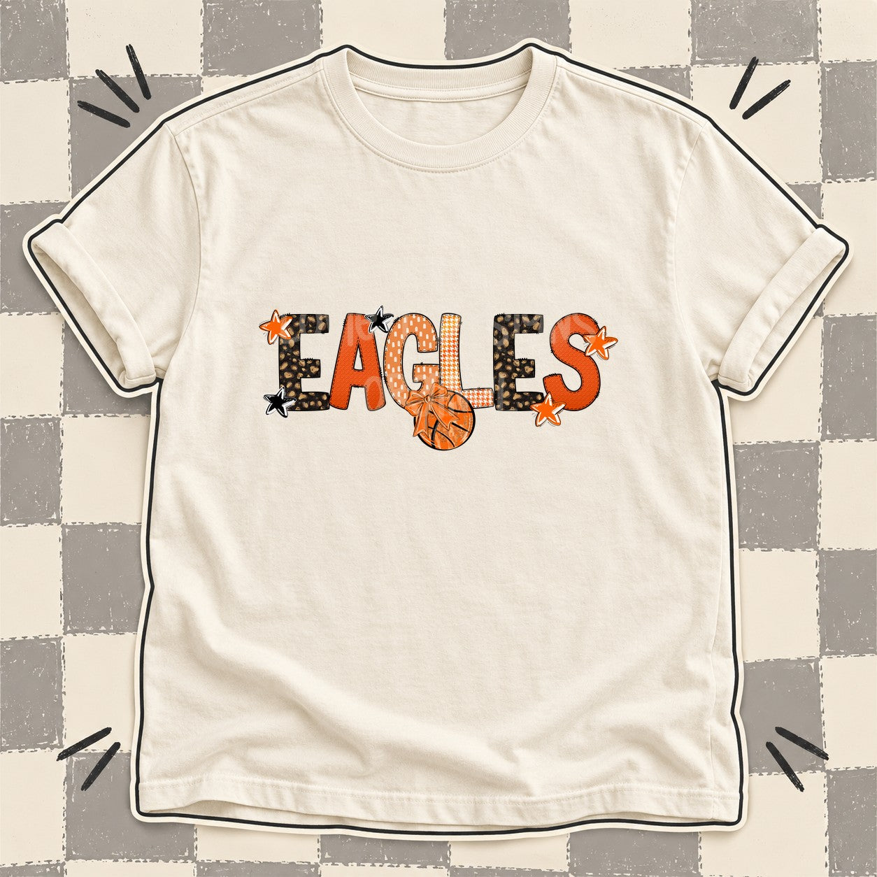 Mixed Doodle Basketball Mascots – Leopard Court Eagles design
