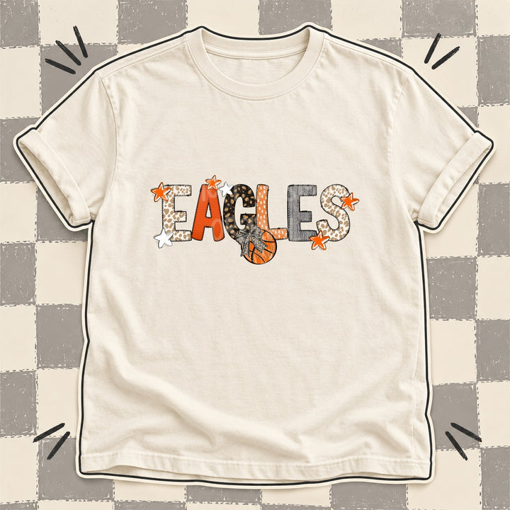 Eagles Mixed Doodle Basketball Mascots – Orange and Brown DTF transfer mockup