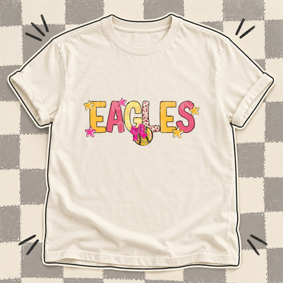 Eagles Mixed Doodle Softball Mascots – Stitched Softball DTF transfer mockup