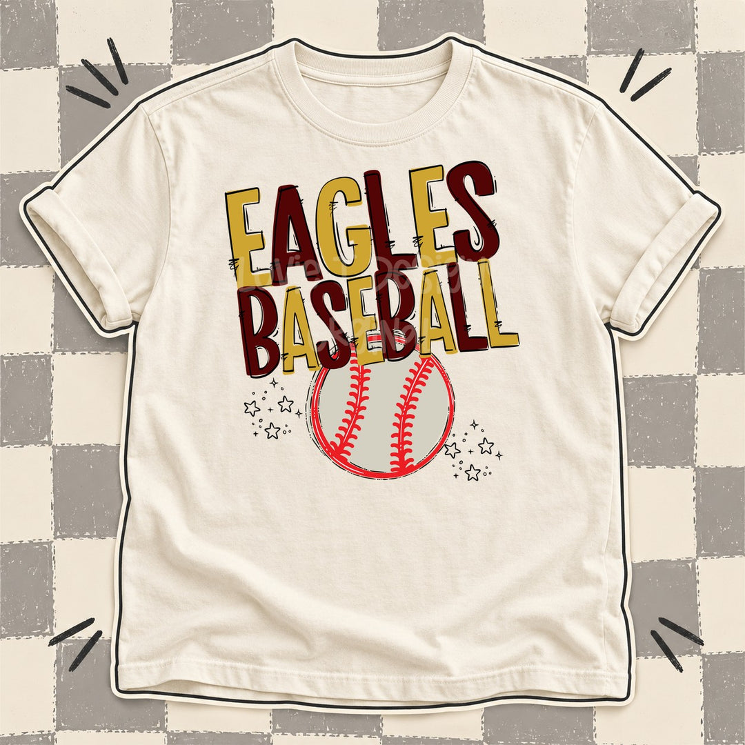 Eagles Vegas Gold Maroon Team Go Baseball Mascots DTF transfer mockup