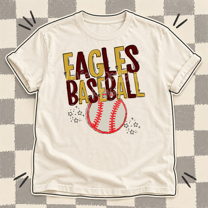 Eagles Vegas Gold Maroon Team Go Baseball Mascots DTF transfer mockup