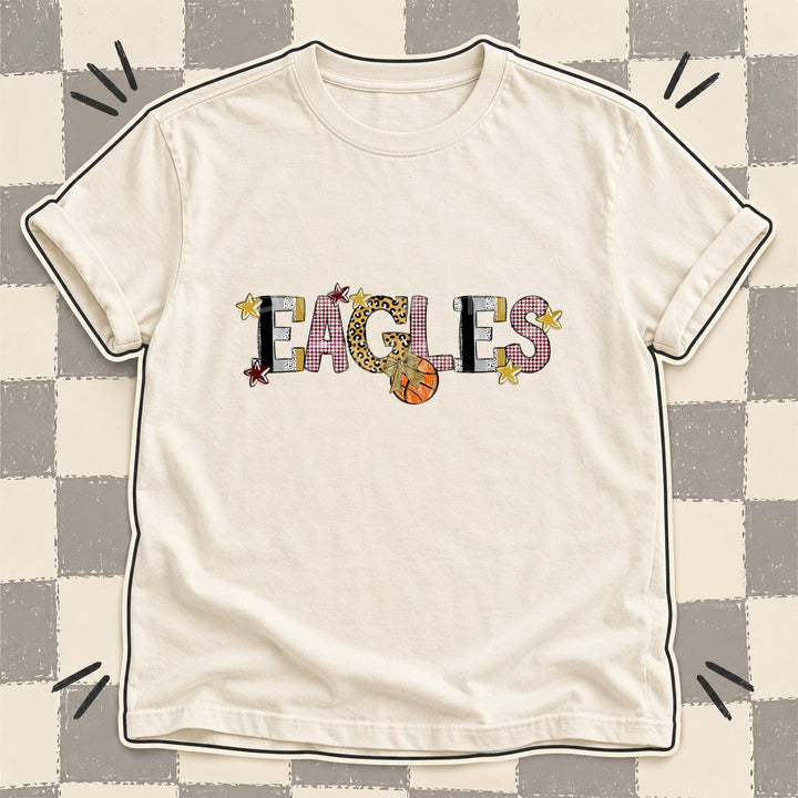Eagles Vegas Gold Maroon Mixed Doodle Basketball Mascots – Mascot Colors DTF transfer mockup