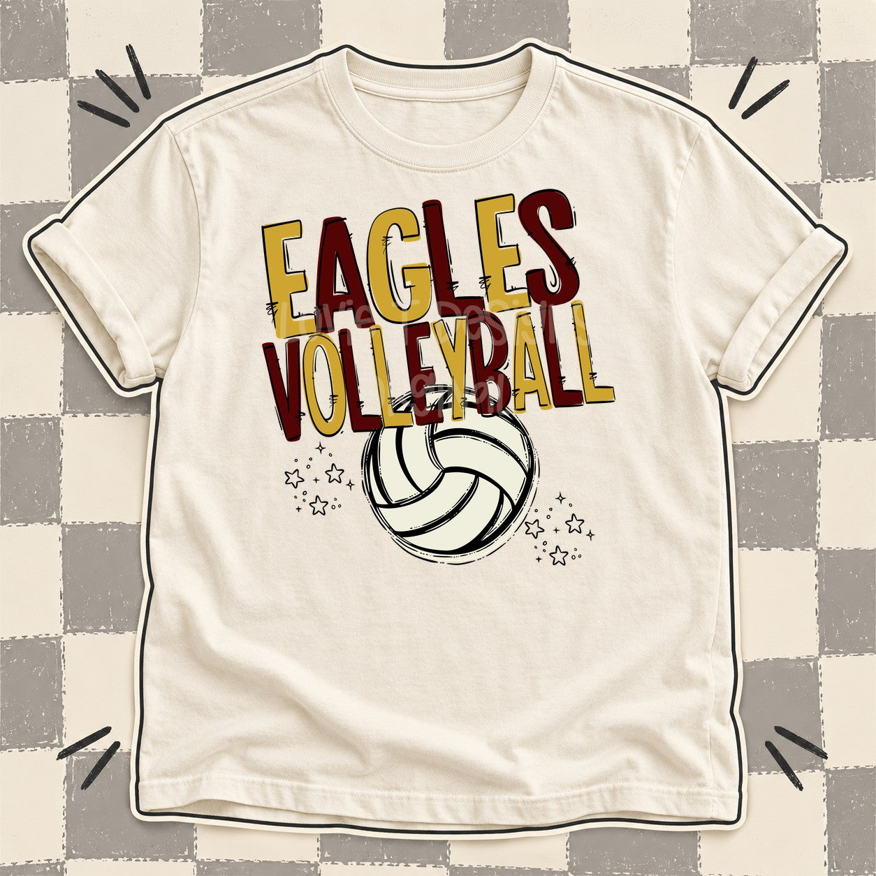 Team Go Volleyball Mascots Eagles Vegas Gold Maroon design