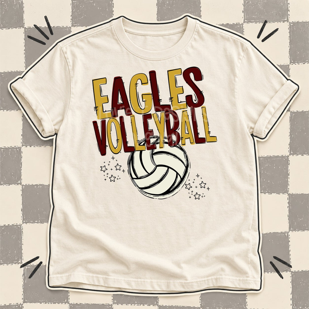 Eagles Vegas Gold Maroon Team Go Volleyball Mascots DTF transfer mockup