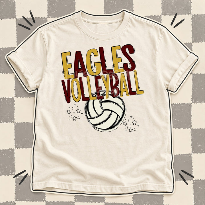 Eagles Vegas Gold Maroon Team Go Volleyball Mascots DTF transfer mockup