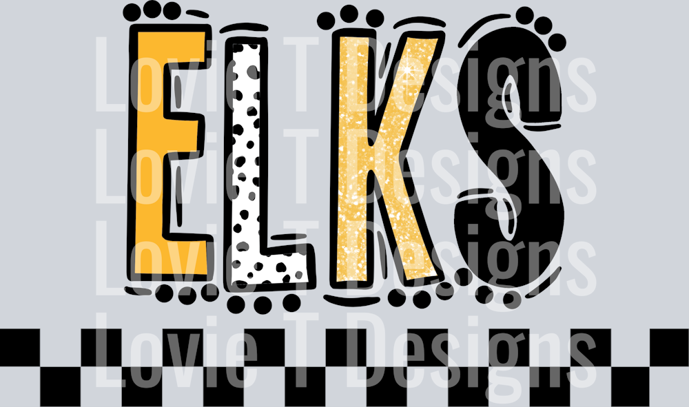 ELKS DOODLE DOT MASCOT GOLD AND BLACK