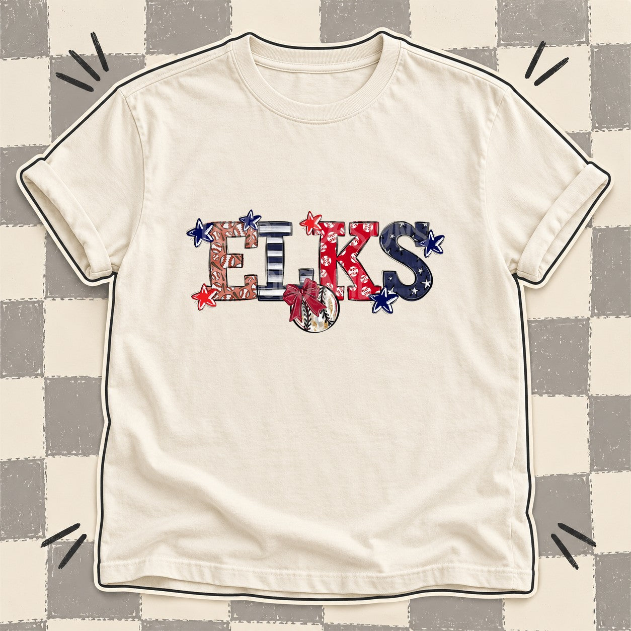 Mixed Doodle Baseball Mascots – Ballpark Classic Elks design