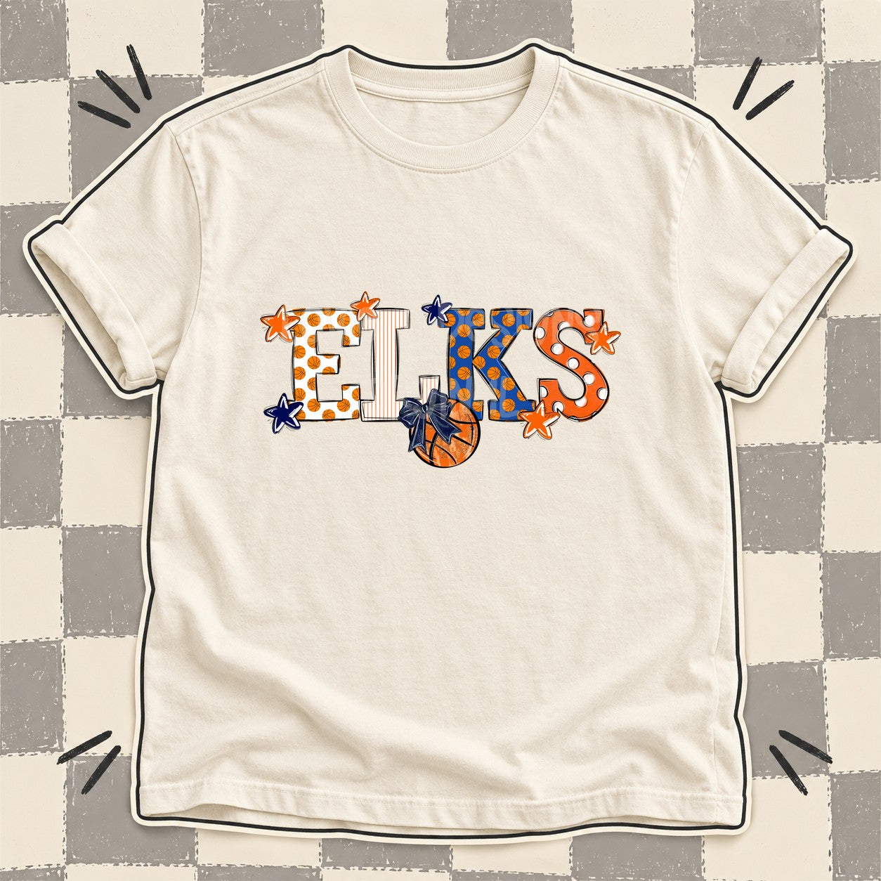 Mixed Doodle Basketball Mascots – Court Classic Elks design