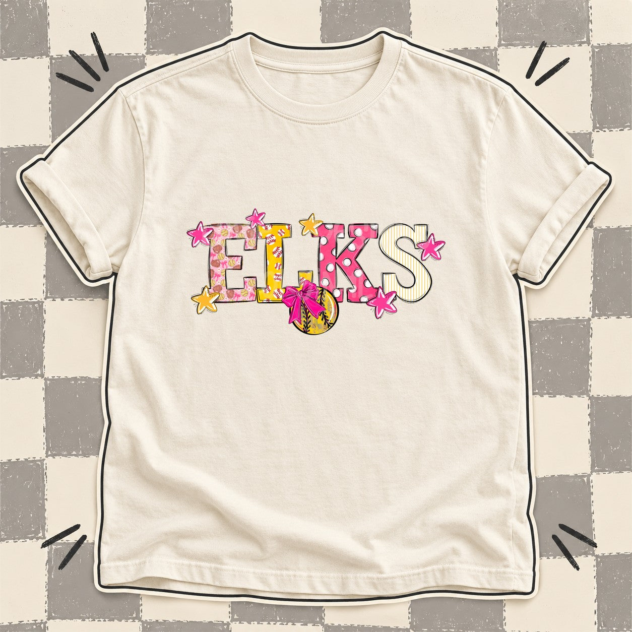 Mixed Doodle Softball Mascots – Sweet Softball Elks design