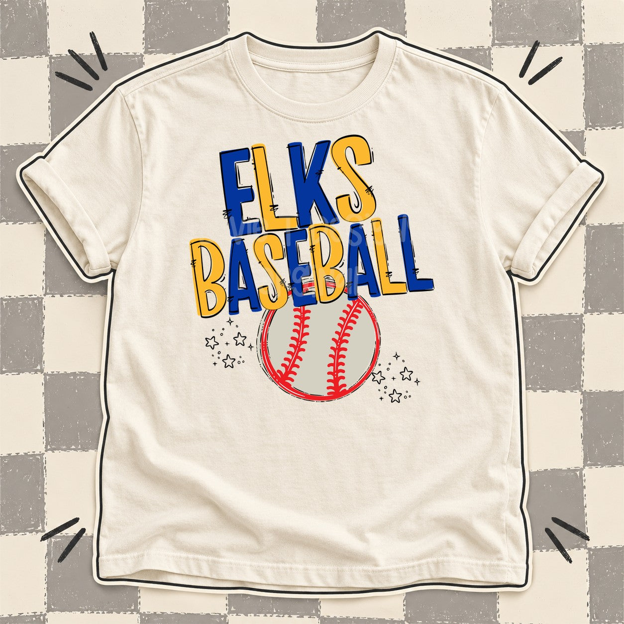 Team Go Baseball Mascots Elks Royal Blue Yellow Gold design