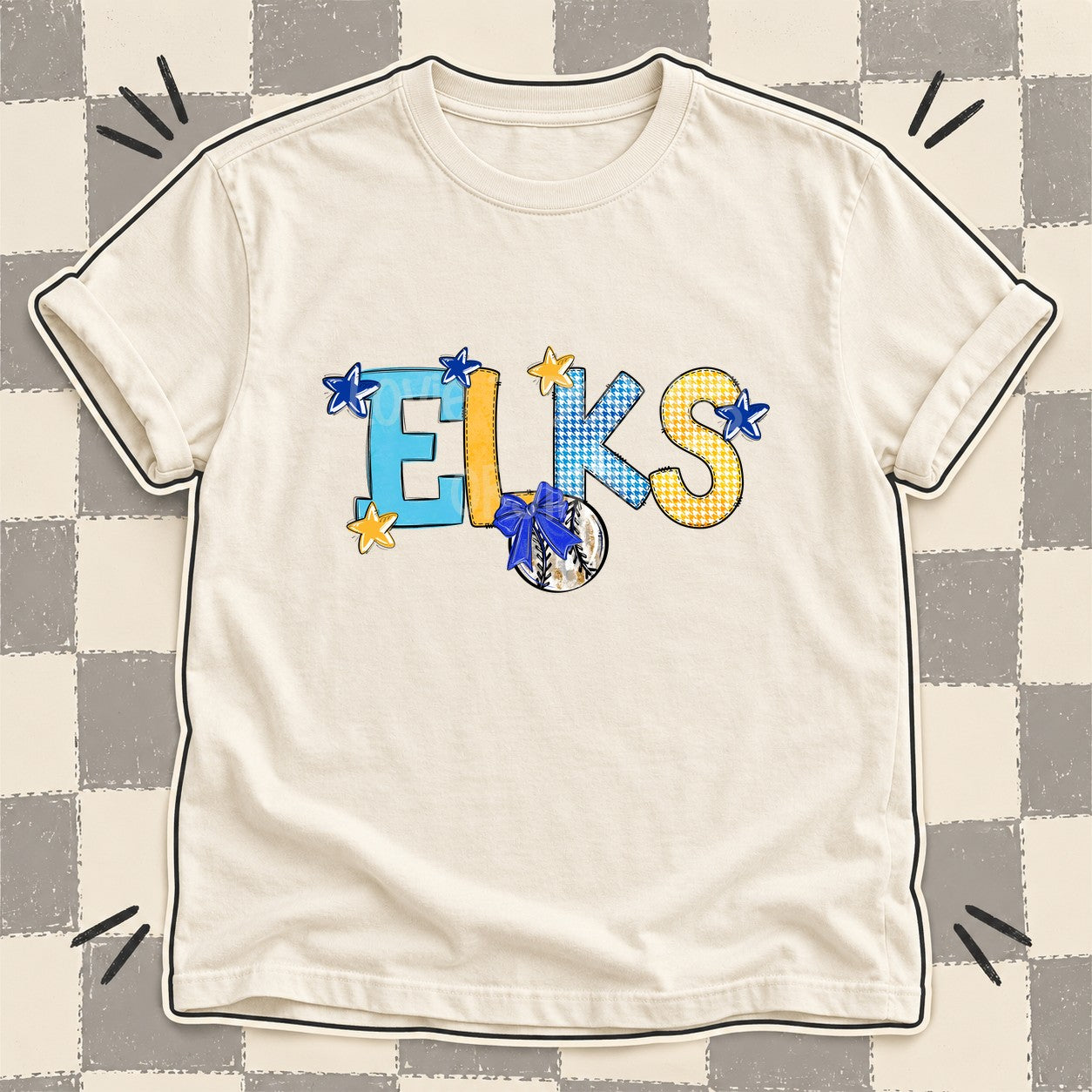 Mixed Doodle Baseball Mascots – Mascot Colors Elks Royal Blue Yellow Gold design
