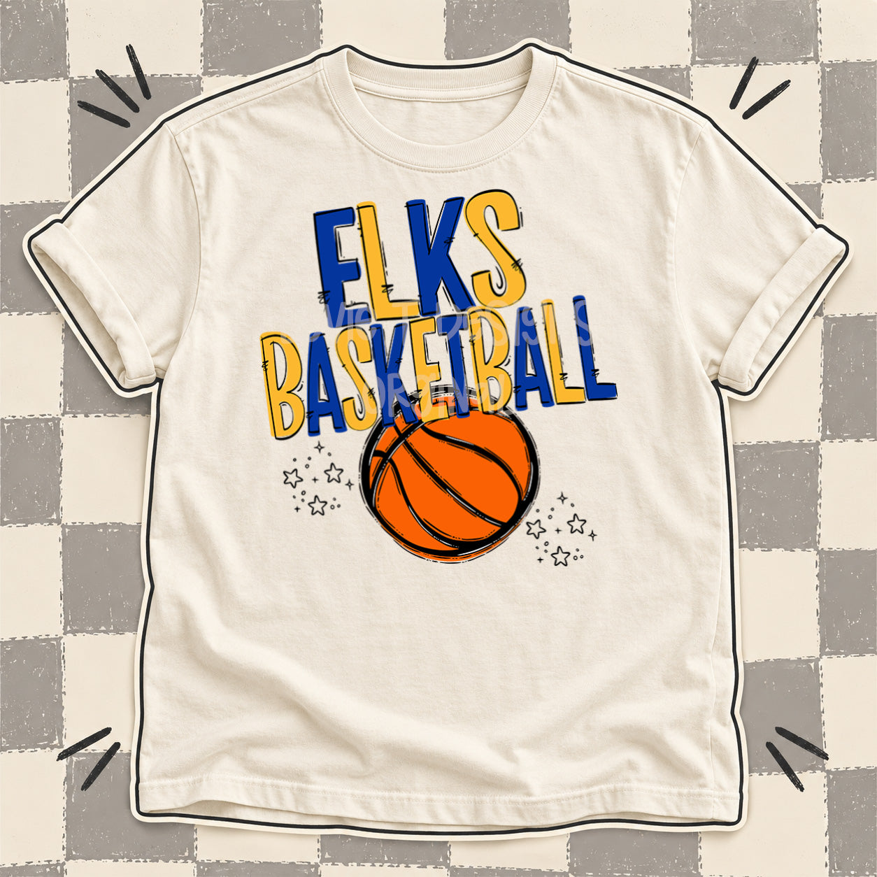Team Go Basketball Mascots Elks Royal Blue Yellow Gold design