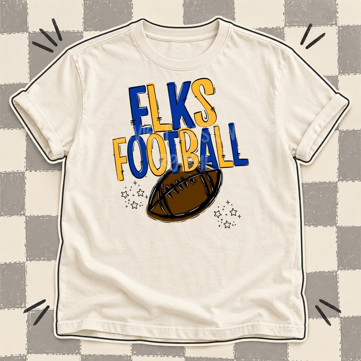 Team Go Football Mascots Elks Royal Blue Yellow Gold design