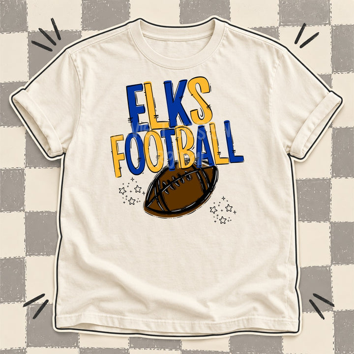 Elks Royal Blue Yellow Gold Team Go Football Mascots DTF transfer mockup