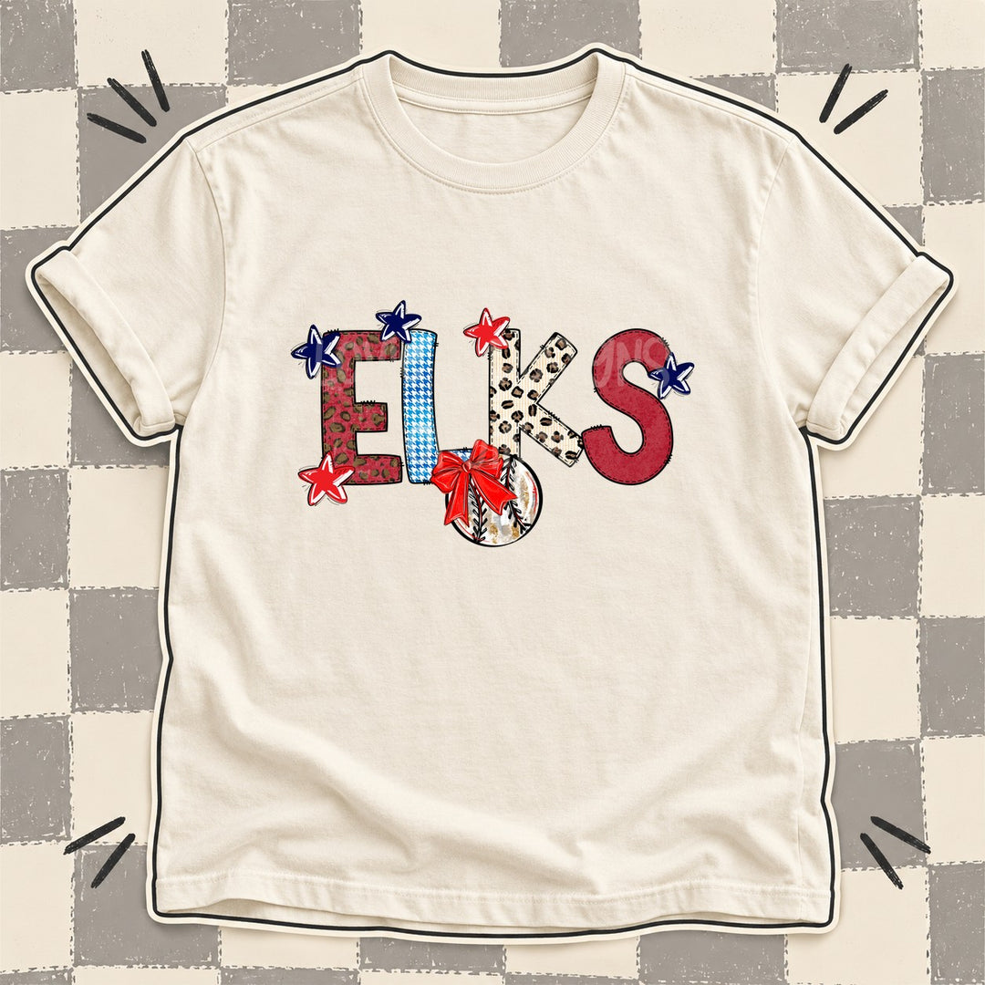 Elks Mixed Doodle Baseball Mascots – Leopard Red Navy DTF transfer mockup