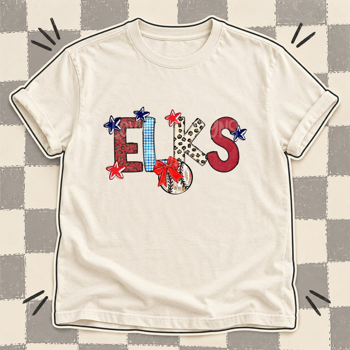 Elks Mixed Doodle Baseball Mascots – Leopard Red Navy DTF transfer mockup