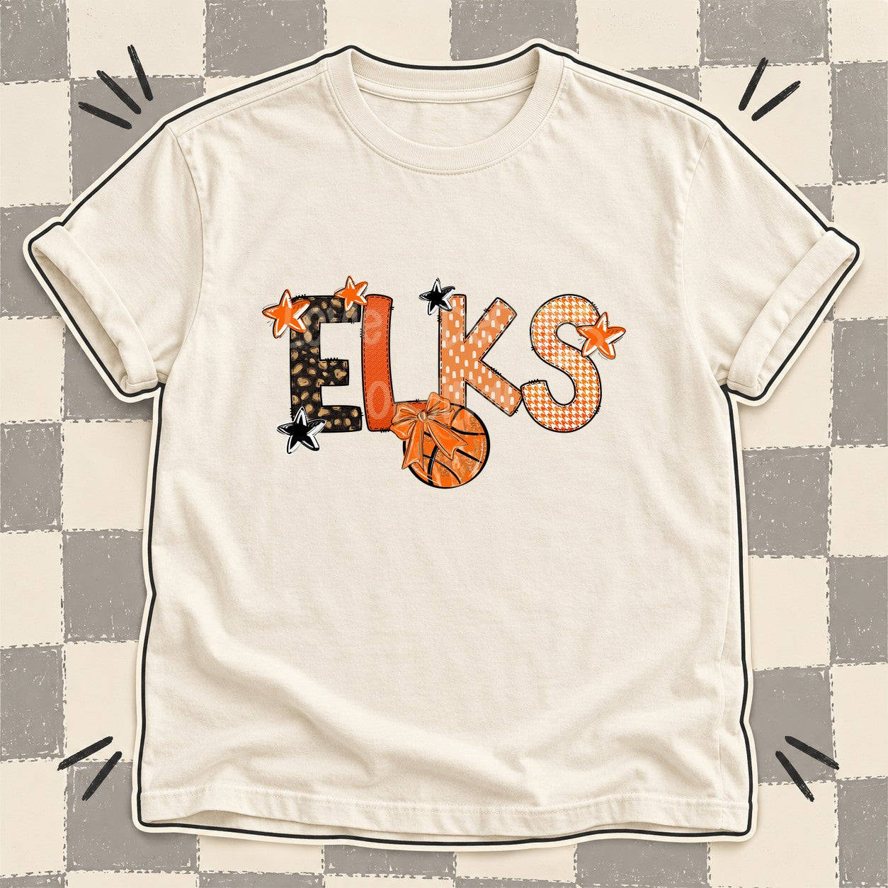 Mixed Doodle Basketball Mascots – Leopard Court Elks design