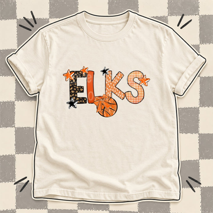 Elks Mixed Doodle Basketball Mascots – Leopard Court DTF transfer mockup