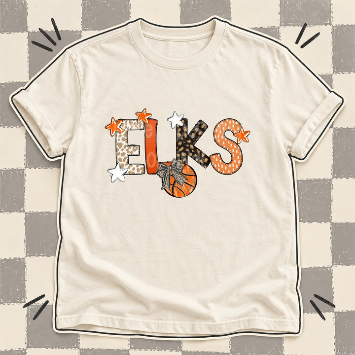 Elks Mixed Doodle Basketball Mascots – Orange and Brown DTF transfer mockup